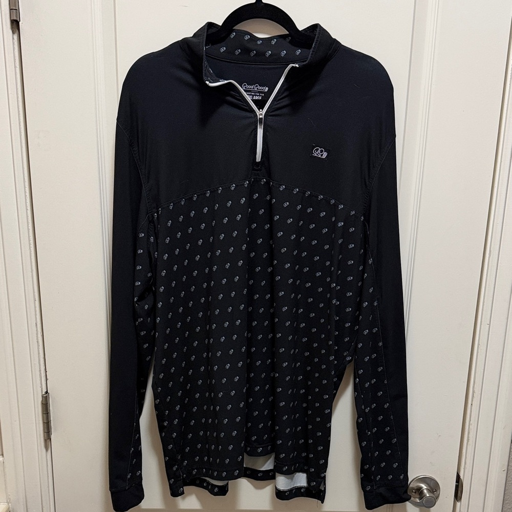 Black and Gray Patterned Quarter-Zip Sweatshirt